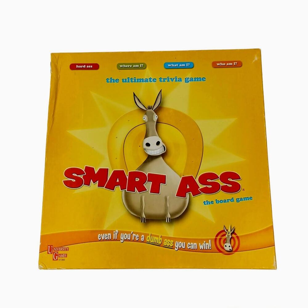 UNIVERSITY GAMES Smart Ass The Board Game 2007‎ *Missing 2 Question Cards*
